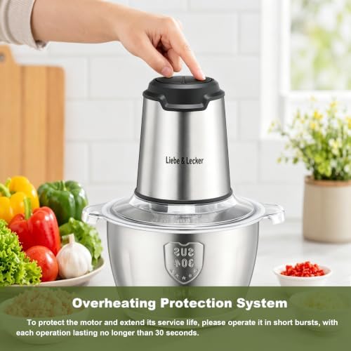 Liebe&Lecker Electric Food Chopper, 350W Food Processor with 8-Cup Bowl - Image 5