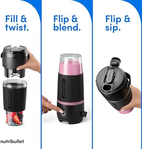 nutribullet Flip Portable Blender with Tritan Cup, Cordless, Black, NBPB10350 - Image 3