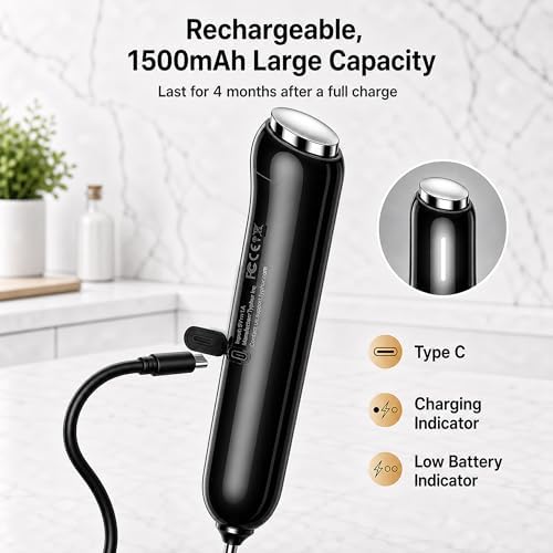 InstaWhisk Upgraded Milk Frother with Variable Speed - Rechargeable Handheld Coffee Frother Wand with Detachable Whisks, Electric Drink Mixer for Latte, Cappuccino, Matcha, Almond Milk, Protein, Red - Image 3
