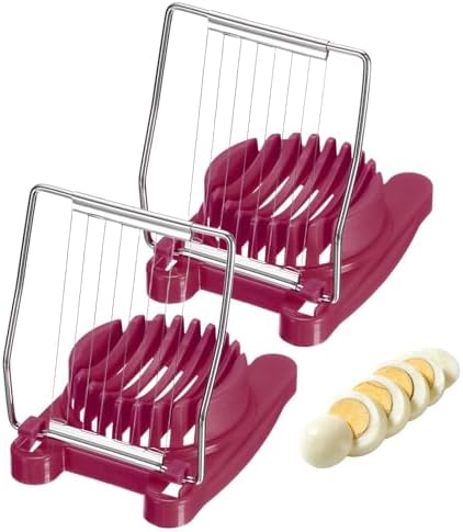 uxcell 2 Pack Egg Slicer for Hard Boiled Eggs Stainless Steel Wire Rose Red by uxcell
