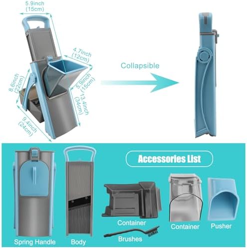 Mandoline Slicer for Kitchen, Adjustable Thickness, Blue - Image 2