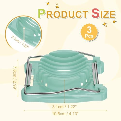 uxcell 3 Pack Egg Slicer for Hard Boiled Eggs, Stainless Steel Wire, Green - Image 2