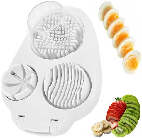 3 in 1 Egg Slicer for Hard Boiled Eggs, 2025 New Egg Cutter for Hard Boiled Eggs for Strawberry Mushroom Grape Cherry Tomato, Multi-Function Food Slicer for Home Use Kitchen Chopper Tool (1 PCS)
