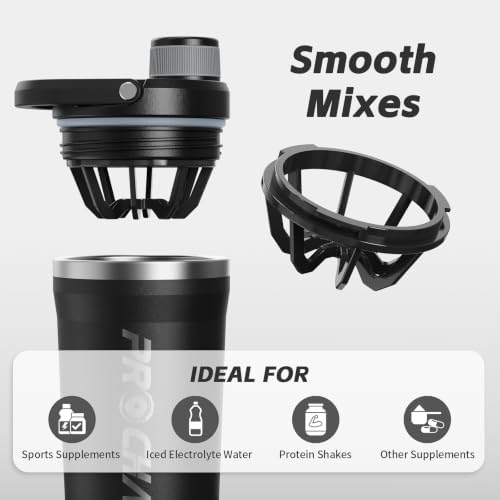 PROCHAIN Insulated Stainless Steel Protein Shaker Bottle, 20oz Metal Mixer - Image 4