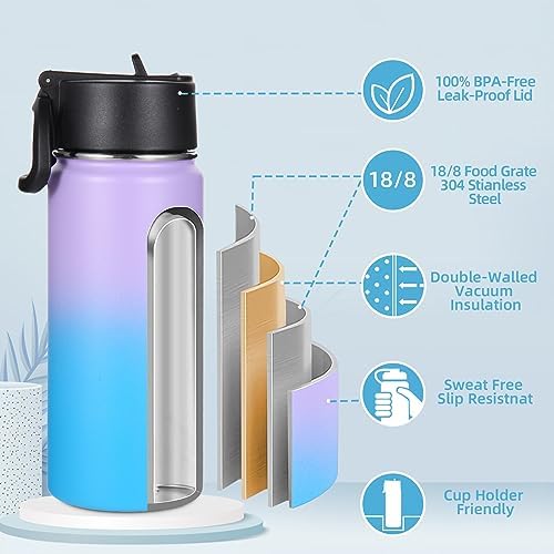 16oz Insulated Kids Water Bottle with Straw, Assorted, 4-Pack