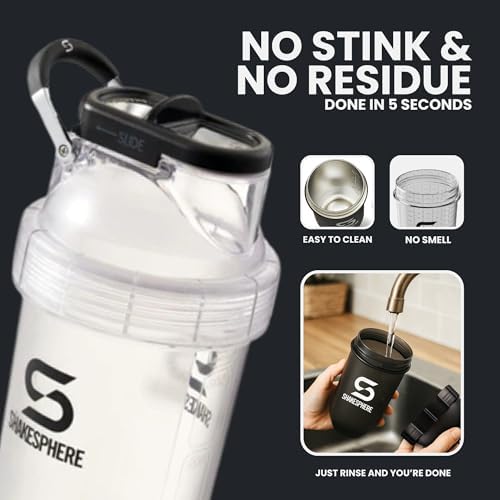 SHAKESPHERE Protein Shaker Bottle with Straw 13.5oz BPA-Free Tritan, Clear - Image 7