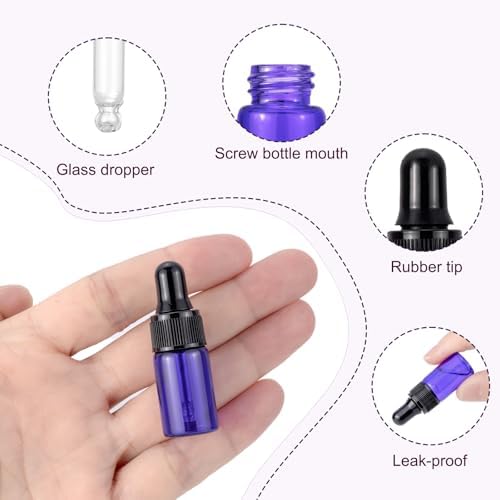 Kesell 3ml Purple Glass Dropper Bottles, 20-Pack - Image 3