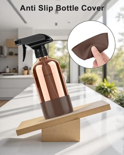 Bontip Amber Glass Spray Bottle, 16 oz with Brown Silicone Sleeve, 1 Pack - Image 5