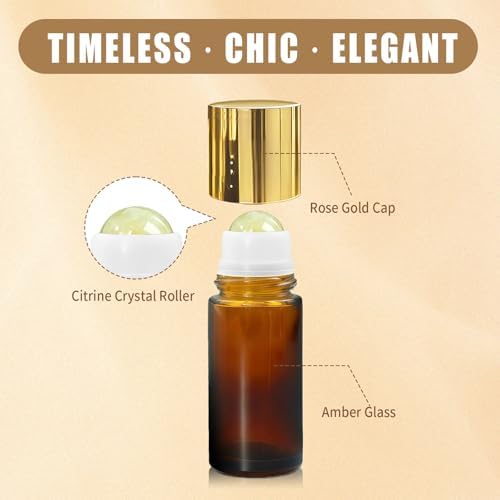 1.7oz Refillable Citrine Crystal Roller Bottles for Oils - Image 2