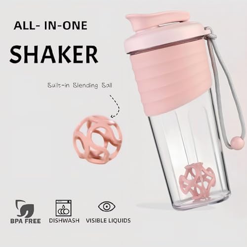 Shaker Bottle for Protein Mixes 24 oz Pink - Image 4