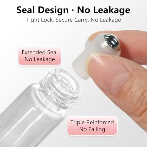 KEYWING 10ml Clear Glass Roller Rottles for Essential Oils, 54 Pack - Image 4
