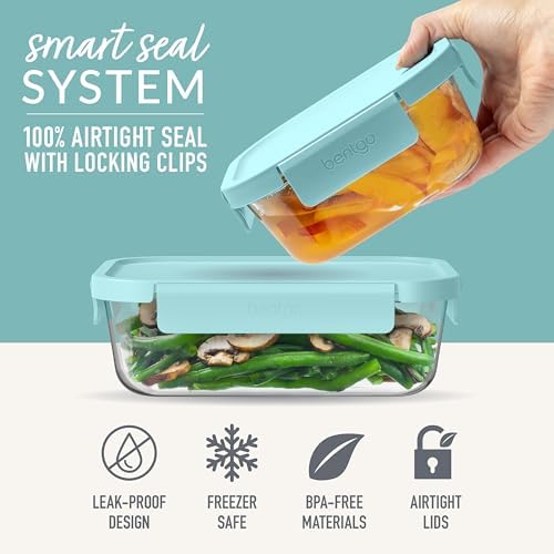 Glass Leak-Proof Food Storage Set, 4 Piece, Airtight Lids, BPA-Free