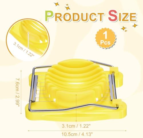 uxcell Egg Slicer for Hard Boiled Eggs, Stainless Steel Wire, Yellow - Image 2
