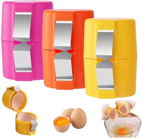 3PCS Egg Shell Opener Egg Separator Stainless Steel Egg Peeler for Eggs, Easy Raw Egg Cracker & Boiled Egg Slicer, Kitchen Gadgets for Baking Breakfast by Unknown