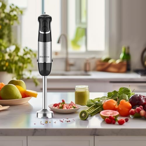 Blackcow Corded Immersion Blender Handheld for Kitchen,Stainless Steel Emulsion Blender Handheld with Hook,Electric Hand Mixer with 12-Speed&Turbo,for Smoothie,Soup,Baby Food and Drinks - Image 5