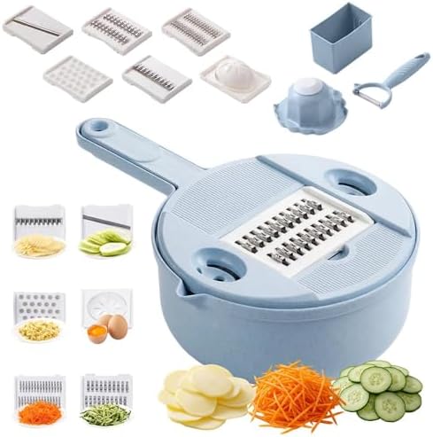 Vegetable Chopper, 2026 Upgraded 12 in 1 Multifunctional Food Chopper with Container, Vegetable Cutter for Onion, Tomato, Salad, Kitchen Gadgets Accessories (Blue) by Unknown