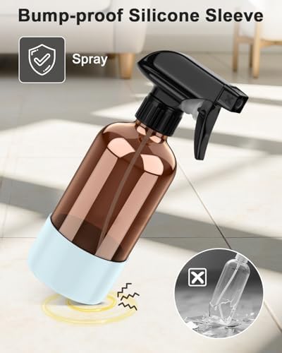 Bontip Amber Glass Spray Bottle, 8 oz with Blue Silicone Sleeve, 1 Pack - Image 4