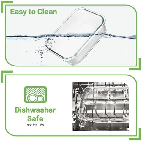 10-Pack Glass Meal Prep Containers, 36 oz/14 oz, Locking Lid Set