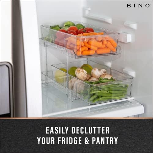 2 Tier Clear Storage Organizer with Dividers | Slide Out Drawer for Under Sink or Medicine Cabinet | Bathroom Closet, Vanity, Pantry Organizer | Under Cabinet Storage for Bathroom and Kitchen