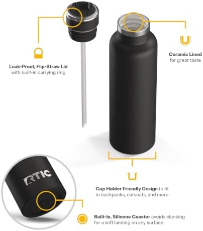 20oz Journey Water Bottle, Ceramic Lined, Black