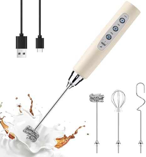 Handheld Milk Frother Wand for Coffee, Rechargeable Electric Whisk