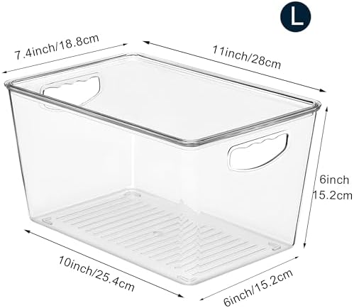 Large Clear Storage Bins with Lids, Stackable Containers, 4 Pack