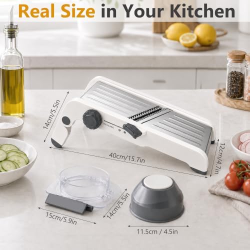 Mandoline Slicer for Kitchen-Finger Safe Track, Adjustable Vegetable Slicer