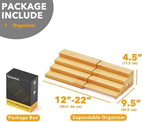 4 Tier Bamboo Spice Rack Organizer for Cabinet, Kitchen Pantry Spices Storage Rack for Cabinets Organization, Home Seasoning Tiered Can Goods Racks Wood Shelf Organizers (4 Tier, Natural)