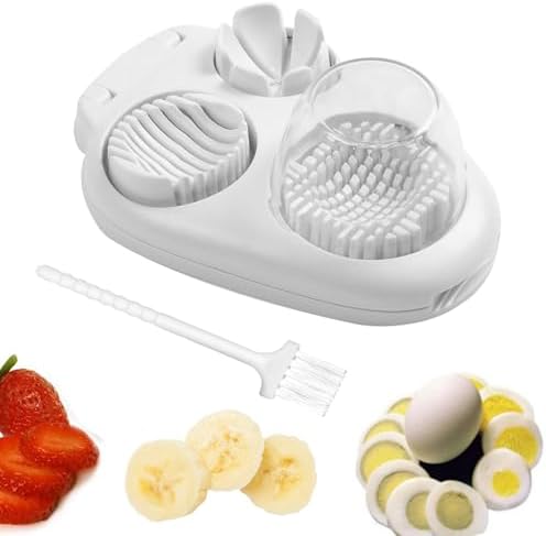 2 Pcs 3 In 1 Egg Slicer,Egg Slicer For Hard Boiled Eggs,Stainless Steel Strawberry Slicer,Egg Cutter,Egg Opener For Hard Boiled Eggs,3 Slice Modes For Strawberry, Mushroom, Grape, Cherry Tomato by Unknown