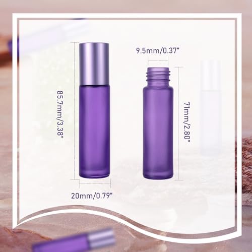 Kesell 10 Pack - 5 Color 10ml Frosted Glass Roller Bottles Roll On Bottles with Stainless Steel Ball for Essential Oils, Aromatherapy, Perfume Containers - Image 2