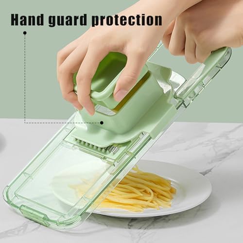 Generic 2024 New Multifunctional Food Grater, Six Cutting Tools Round Vegetable Chopper, Chopper Vegetable Cutter, Food Chopper With Container, Vegetable Chopper With Container (1Cutter+3Blades) - Image 3