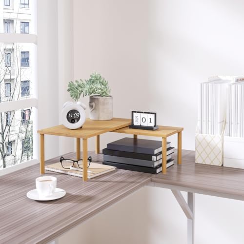2 Pack Cabinet Organizer Shelf,Bamboo Countertop(Large,Natural)