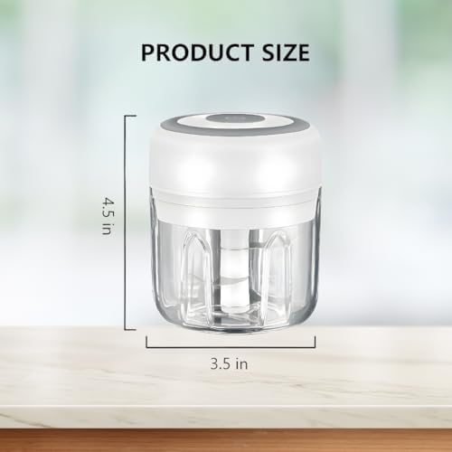Electric Baby Food Maker & Garlic Chopper, USB Rechargeable Mini Processor, Easy Clean Design, 250ML (White) - Image 3