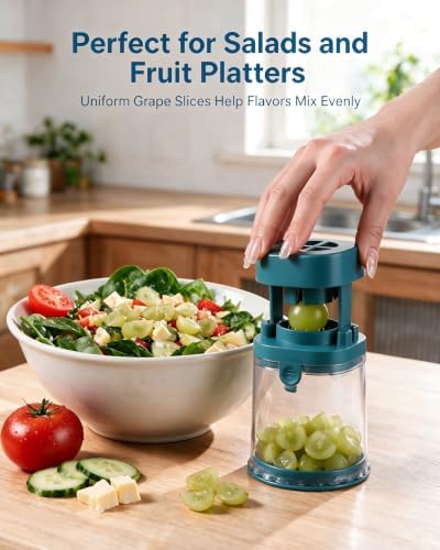 Grape Cutter for Toddlers, Strawberry Slicer & Tomato Cutter, Blue - Image 3