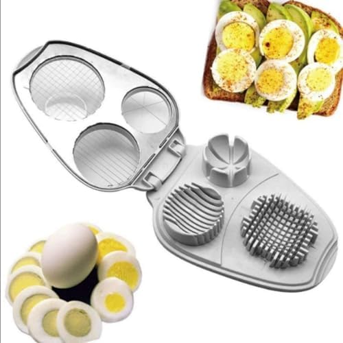 3 in 1 Egg Slicer for Hard Boiled Eggs, 2025 New Egg Cutter, Multifunction Dicer for Strawberry, Mushroom, Grape, Cherry, Tomato, Etc, Durable Kitchen Cutter (1)