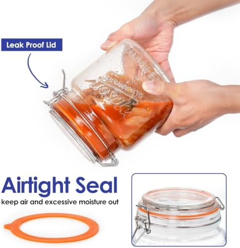 64 oz Mason Jars with Lids, 2 Pack Half Gallon Glass Jars