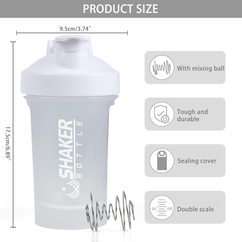 400ml Protein Shaker Bottle,Gym Small Shakes Cup with Mixing Ball - Image 2