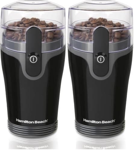 Hamilton Beach Fresh Grind Electric Coffee Grinder for Beans,Spices and More,Stainless Steel Blades,Removable Chamber,Makes up to 12 Cups,Black,(Pack of 2) by HamiltonBeach