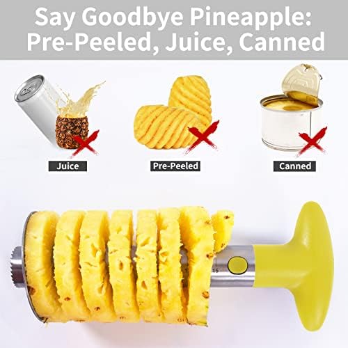 Pineapple Corer Cutter, Stainless Steel Fruit Peeler Slicer - Upgraded, Reinforced Thicker Blade, Core Remover with Measure Mark, Kitchen Tool for Diced Pineapple Rings