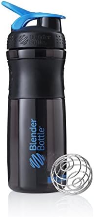 BlenderBottle SportMixer Tritan Grip Shaker Bottle, Transparent Black/Cyan, 28-Ounce by BlenderBottle