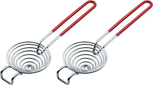 CAMKYDE Egg Separator Food Grade Stainless Steel Egg Yolk White Separation Tool, Set of 2 (Red) by CAMKYDE