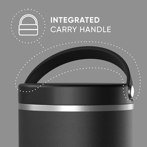 25oz Stainless Steel Vacuum Insulated Food Jar for Hot Food and Cold Food, Wide Mouth Leak-Proof Soup Jar for Adults, 10 Hours Hot and 16 Hours Cold (Black)