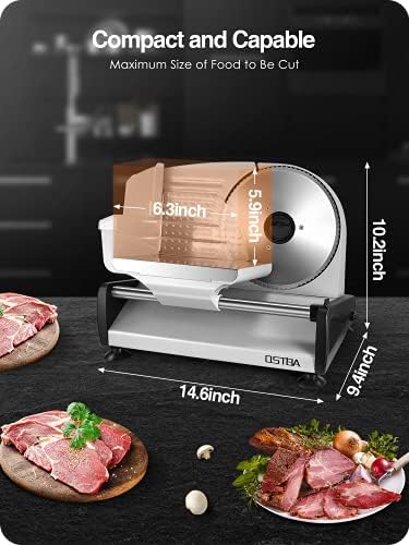 Electric Meat Slicer with 7.5” Stainless Steel Blades, 200W