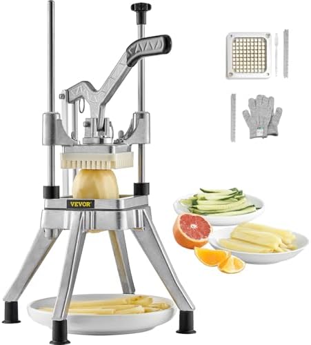 VEVOR Commercial Vegetable Fruit Chopper 3/8″ Blade Professional Food Dicer Kattex French Fry Cutter Onion Slicer Stainless Steel for Tomato Peppers Potato Mushroom Upgrade Style 3/8" by VEVOR