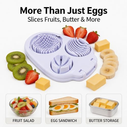 3-in-1 Egg Slicer for Hard Boiled Eggs with Cleaning Brush
