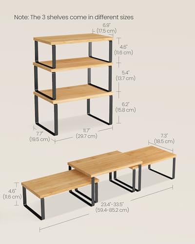 Cabinet Organizer Shelf, Set of 3 Spice Rack, Kitchen Storage