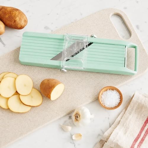 Mandoline Slicer for Kitchen, Upgrade Super Slicer for Vegetable, 3 Interchangeable Stainless Steel Blades, Handheld Vegetable Cutter for Cucumber, Potato, Carrot & More, Rustproof & Dishwasher-Safe