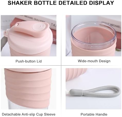 X SIM FITNESSX 530ML Protein Shaker Bottle, Small Portable Mixer Cup, BPA Free (Gray) - Image 4