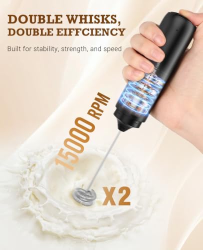 SIMPLETASTE Rechargeable Milk Frother Handheld Dual Coil Whisk Head Mixer - Image 2