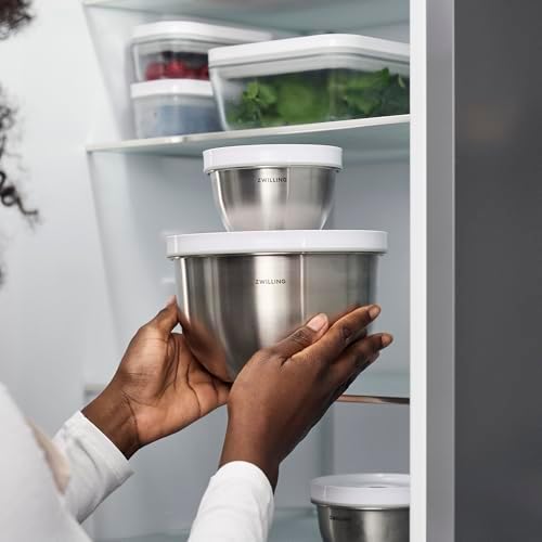 ZWILLING Fresh & Save BOWLS 3-pc Stainless Steel Vacuum Bowl Set, Airtight Food Storage Containers for Meal Prep and Leftovers, Durable, BPA-Free, Stackable
